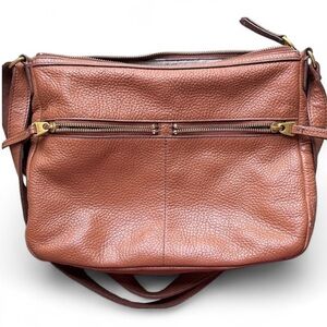 Fossil Leather Crossbody Bag 12x9x 1.5 inches pockets Cognac
